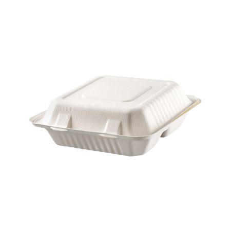 Bagasse Food Container with Hinged Lid