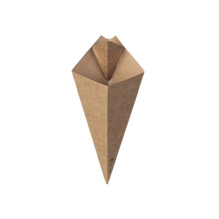 Kraft Paper Cone Chip Cup with Intergrated Dressing Compartment
